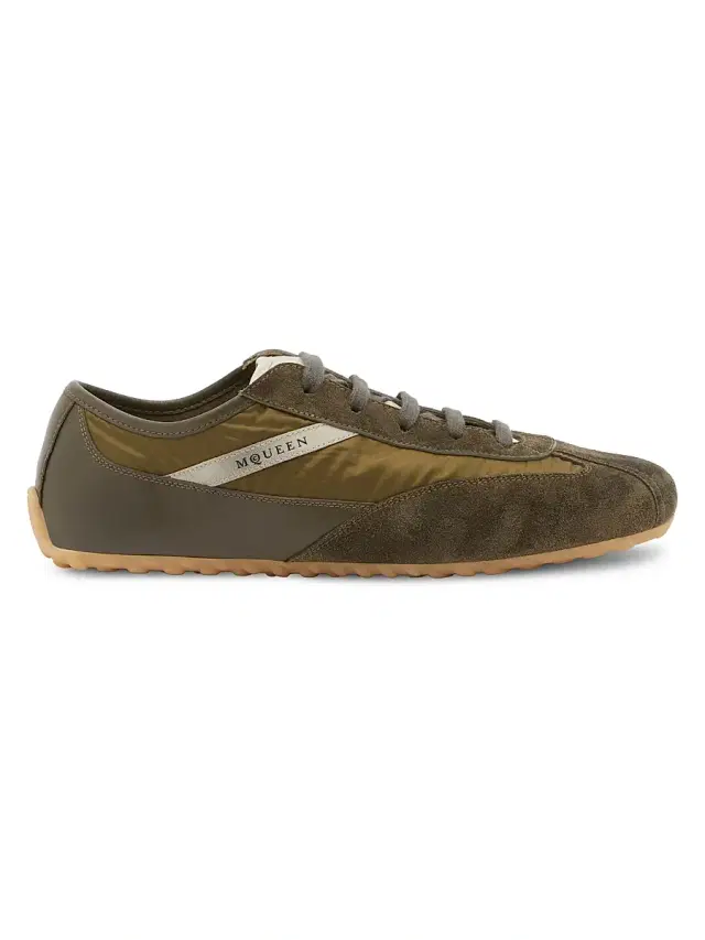 McQueen Men's Boxe Suede & Nylon Low-Top Sneakers - Green Olive
