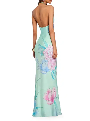 Retrofête Women's Anat Floral Halter Maxi Dress | Thumbnail 3 Retrofête Women's Anat Floral Halter Maxi Dress | Thumbnail 3