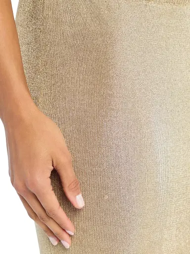 SEROYA Women's Harmony Metallic Knit Maxi Skirt - Gold | Thumbnail 9