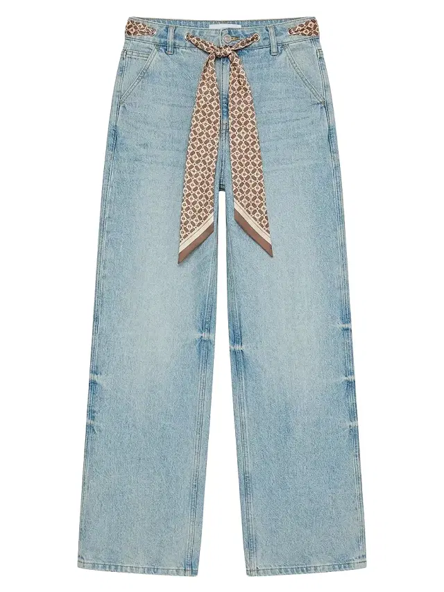 SEROYA Women's Bond Sash Belt Baggy Jeans - Coastline