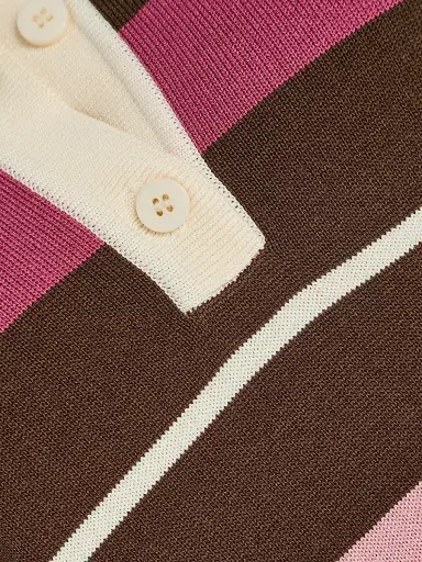 SEROYA Women's Taby Striped Polo Sweater - Sable Stripe - Size XL | Thumbnail 7