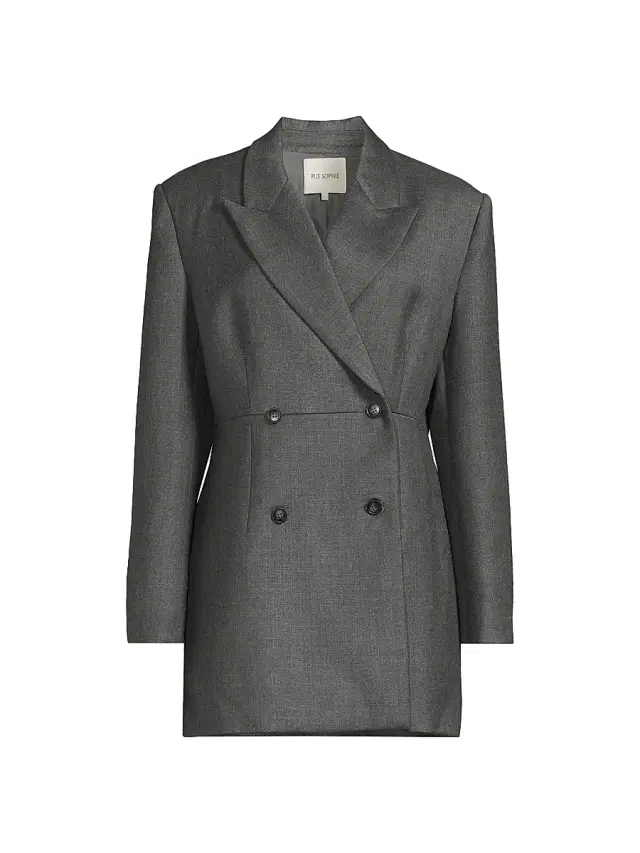 Rue Sophie Women's Paley Double-Breasted Wool-Blend Blazer - Charcoal