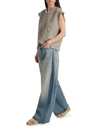 R13 Women's D'Arcy Faded Loose Jeans - Indigo Colorblock Blue - Size 31 | Thumbnail 2