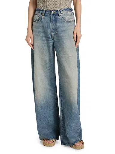 R13 Women's D'Arcy Faded Loose Jeans - Indigo Colorblock Blue - Size 31 | Thumbnail 3