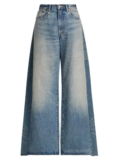 R13 Women's D'Arcy Faded Loose Jeans - Indigo Colorblock Blue - Size 31 | Thumbnail 1