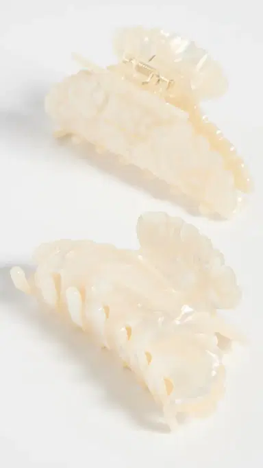 Loeffler Randall Yuri Scallop Acetate Clip Set Pearl One Size | Thumbnail 4