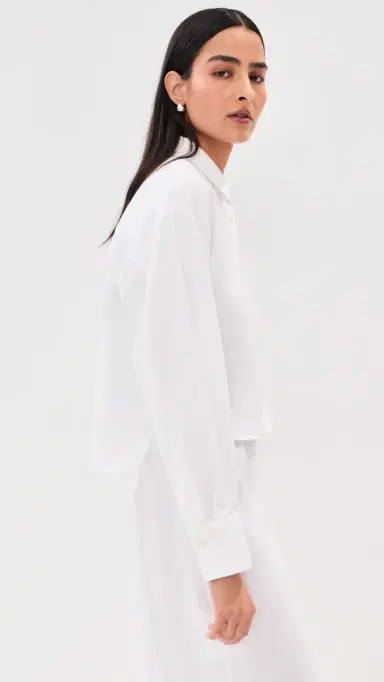 LE BOP Felicity Boxy Cropped inen Button Down White | Thumbnail 5