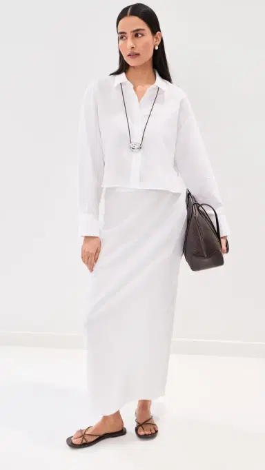 LE BOP Felicity Boxy Cropped inen Button Down White | Thumbnail 6
