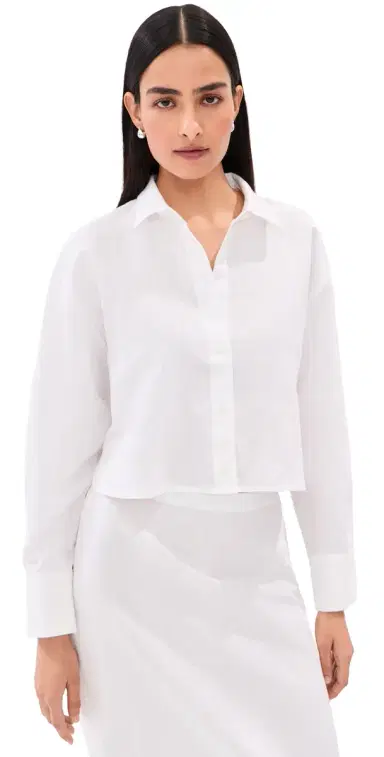 LE BOP Felicity Boxy Cropped inen Button Down White | Thumbnail 1
