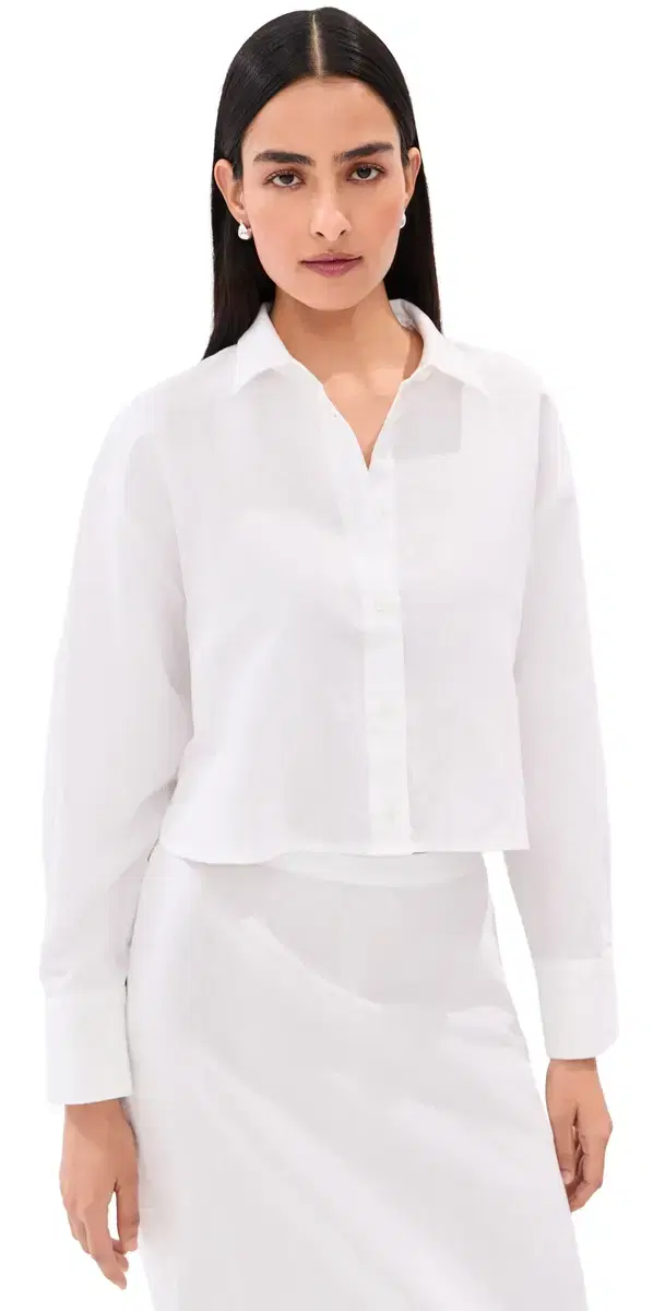 LE BOP Felicity Boxy Cropped inen Button Down White