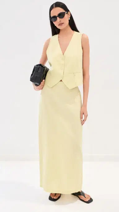 LE BOP Vanessa Linen Maxi Skirt Honeydew | Thumbnail 2