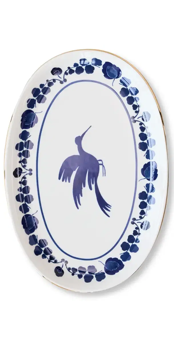 La DoubleJ Oval Platter Wildbird Blu One Size