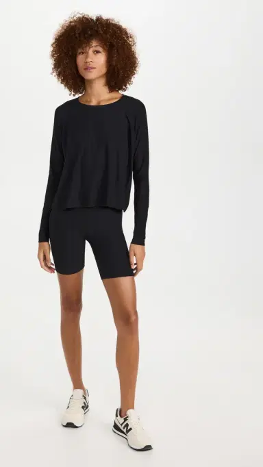 Beyond Yoga Featherweight Daydreamer Pullover Tee Darkest Night S | Thumbnail 5