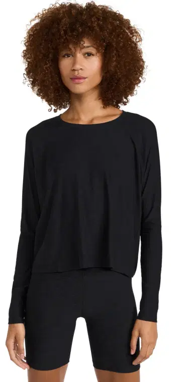 Beyond Yoga Featherweight Daydreamer Pullover Tee Darkest Night S | Thumbnail 1
