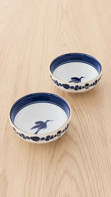 La DoubleJ Snack Bowl Set of 2 Wildbird Blu One Size | Thumbnail 2