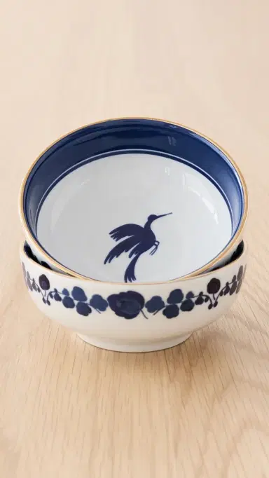 La DoubleJ Snack Bowl Set of 2 Wildbird Blu One Size | Thumbnail 3