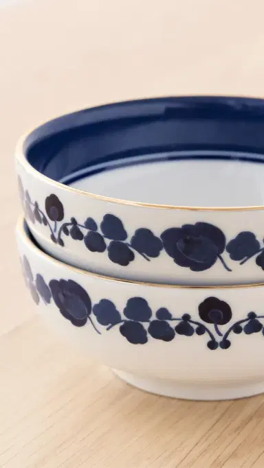 La DoubleJ Snack Bowl Set of 2 Wildbird Blu One Size | Thumbnail 4