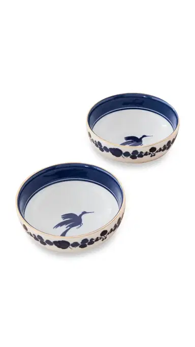 La DoubleJ Snack Bowl Set of 2 Wildbird Blu One Size | Thumbnail 6