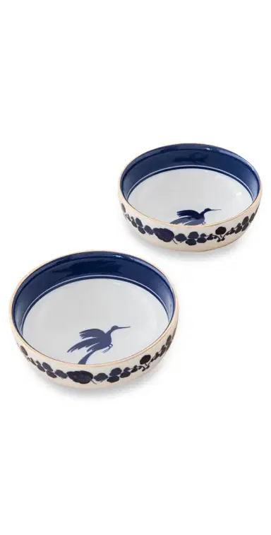 La DoubleJ Snack Bowl Set of 2 Wildbird Blu One Size | Thumbnail 1
