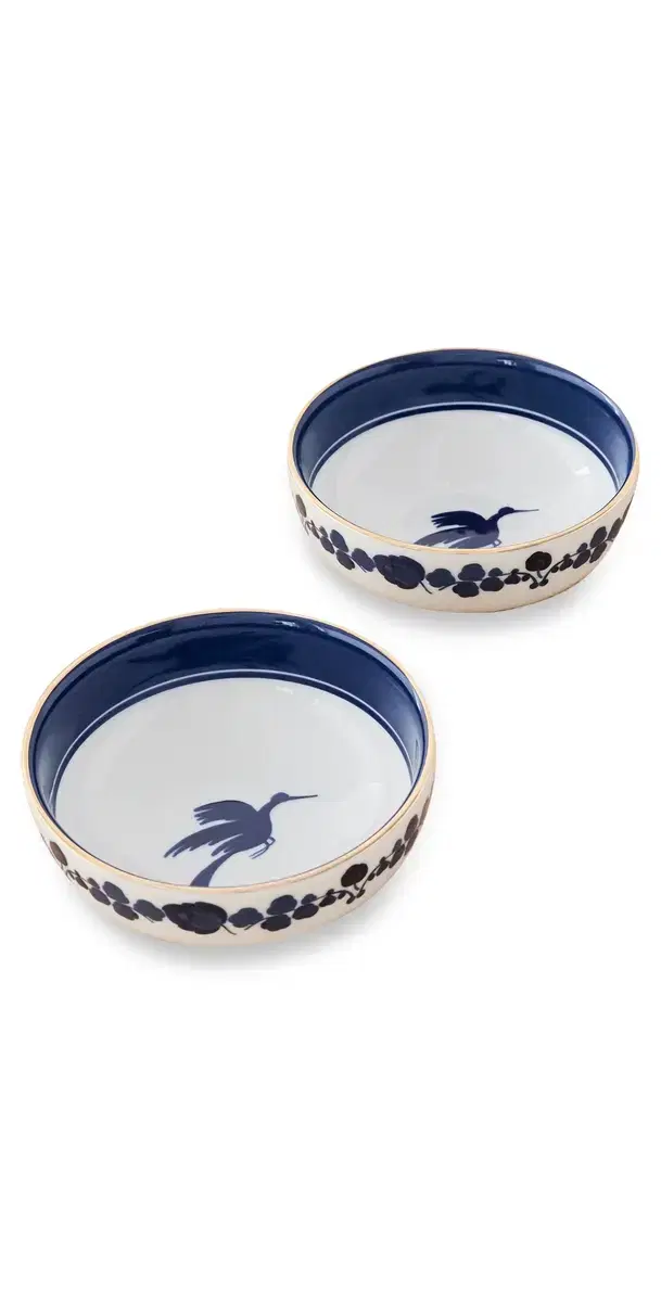 La DoubleJ Snack Bowl Set of 2 Wildbird Blu One Size