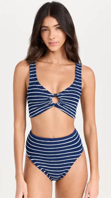 Hunza G Nadine Bikini Navy/White One Size | Thumbnail 2