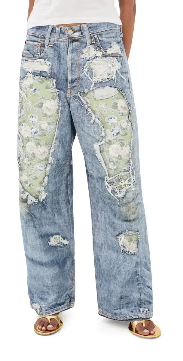 Acne Studios 1981 Rose Print Jeans Blue/Green