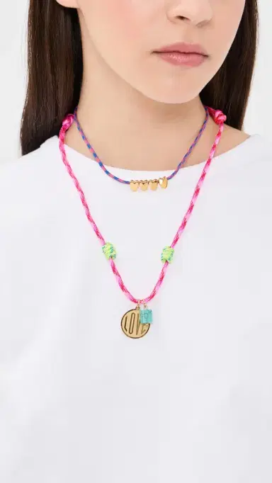 Logan Tay Dark Pink Love Rope Necklace Pink One Size | Thumbnail 3