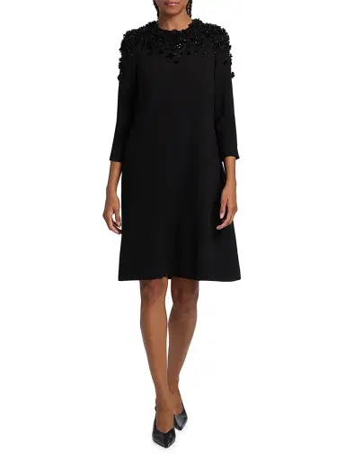 Teri Jon by Rickie Freeman Women's Floral Beaded Appliqué Crepe Cocktail Dress - Black - Size 14 | Thumbnail 3 Teri Jon by Rickie Freeman Women's Floral Beaded Appliqué Crepe Cocktail Dress - Black - Size 14 | Thumbnail 3