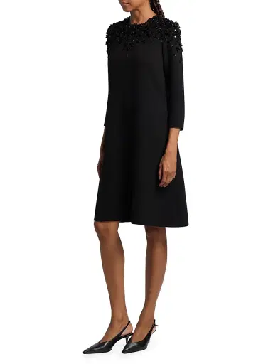 Teri Jon by Rickie Freeman Women's Floral Beaded Appliqué Crepe Cocktail Dress - Black - Size 14 | Thumbnail 4 Teri Jon by Rickie Freeman Women's Floral Beaded Appliqué Crepe Cocktail Dress - Black - Size 14 | Thumbnail 4