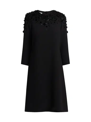 Teri Jon by Rickie Freeman Women's Floral Beaded Appliqué Crepe Cocktail Dress - Black - Size 14 | Thumbnail 1 Teri Jon by Rickie Freeman Women's Floral Beaded Appliqué Crepe Cocktail Dress - Black - Size 14 | Thumbnail 1