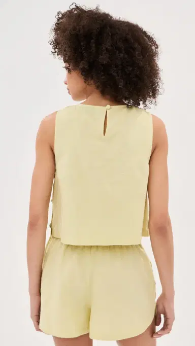 LE BOP Margot Linen Cropped Blouse Honeydew L | Thumbnail 4