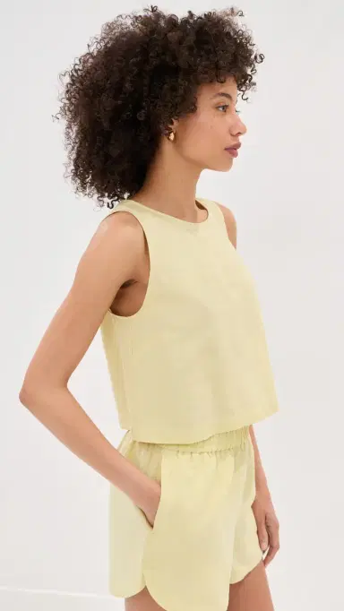 LE BOP Margot Linen Cropped Blouse Honeydew L | Thumbnail 5