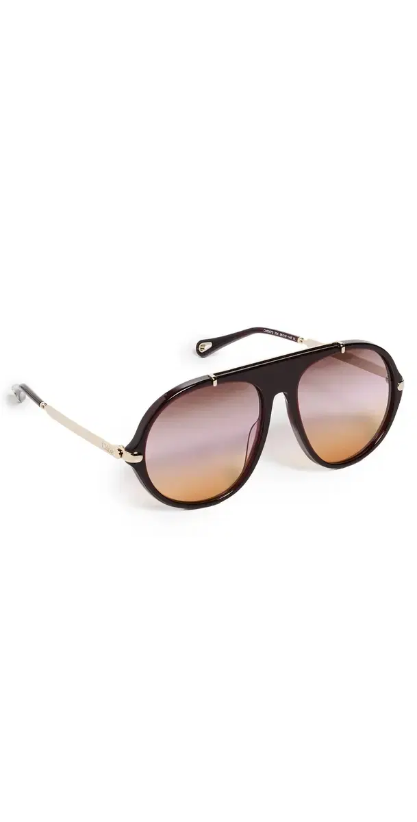 Aly Aviator Sunglasses Burgundy/Gold/Pink One Size
