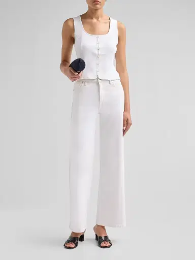 Veronica Beard Women's Quenby Stretch-Cotton Sleeveless Top - White | Thumbnail 2