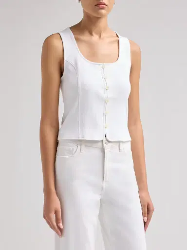 Veronica Beard Women's Quenby Stretch-Cotton Sleeveless Top - White | Thumbnail 4
