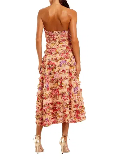 Mac Duggal Women's Ruffled Strapless Midi-Dress - Pink Multi - Size 10 | Thumbnail 2
