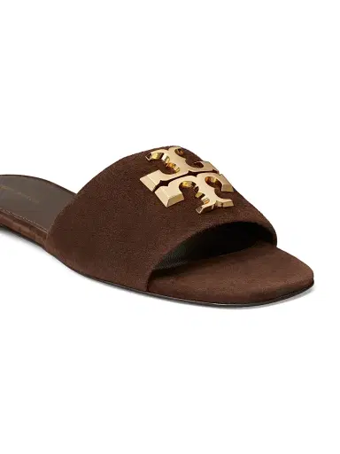 Tory Burch Women's Eleanor Double T Logo Leather Slide Sandals - Dark Cocoa Gold - Size 9.5 | Thumbnail 5 Tory Burch Women's Eleanor Double T Logo Leather Slide Sandals - Dark Cocoa Gold - Size 9.5 | Thumbnail 5