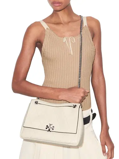Tory Burch Women's Charlie Quilted Leather Crossbody Bag - Light Cream | Thumbnail 2