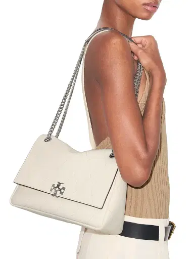 Tory Burch Women's Charlie Quilted Leather Crossbody Bag - Light Cream | Thumbnail 3