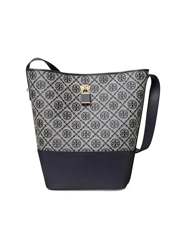 Tory Burch Women's Lock T Monogram Slim Bucket Bag - Tory Navy