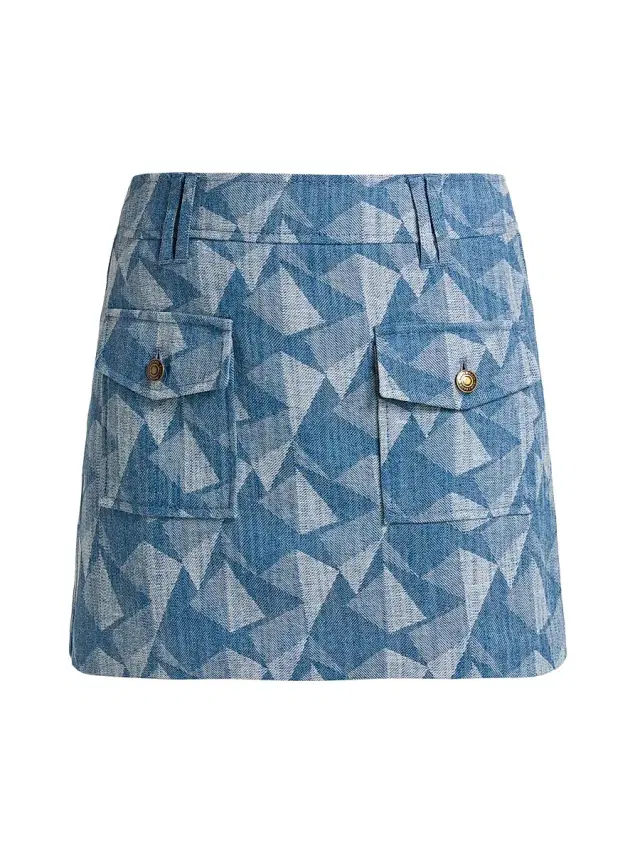 Ramy Brook Women's Kory Geometric Denim Miniskirt - Geo Denim