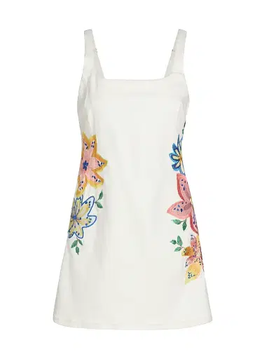 Ramy Brook Women's Adriana Embroidered Cotton-Blend Minidress - White Embroidered - Size 14 | Thumbnail 1