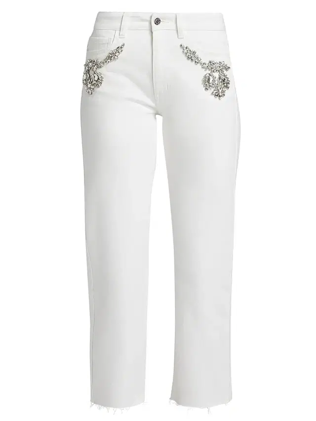 Generation Love Women's Carolyn Crystal-Embellished Crop Jeans - White