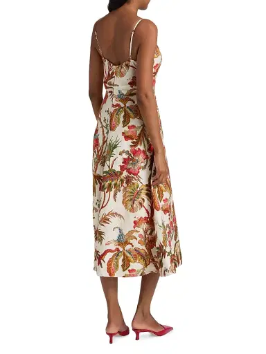 Cara Cara Women's Mae Floral Linen A-Line Midi-Dress - Fauna Floral Ivory - Size 14 | Thumbnail 5