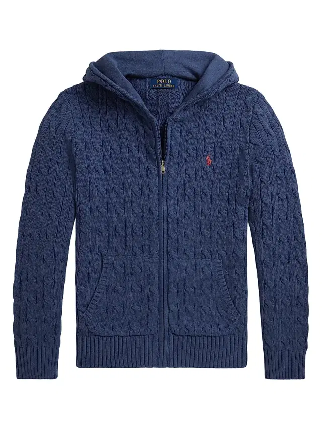 Polo Ralph Lauren Little Boy's & Boy's Cable-Knit Zip Hoodie - Old Royal