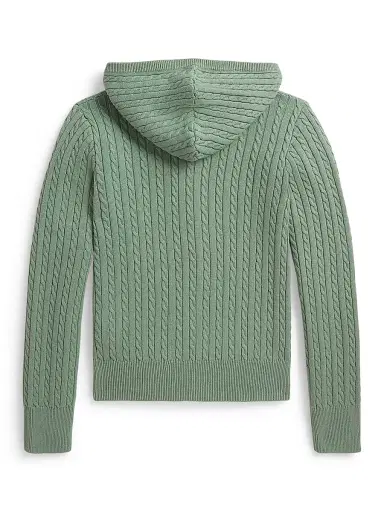 Polo Ralph Lauren Little Girl's & Girl's Cable-Knit Cotton Zip-Up Hoodie - Faded Mint | Thumbnail 2