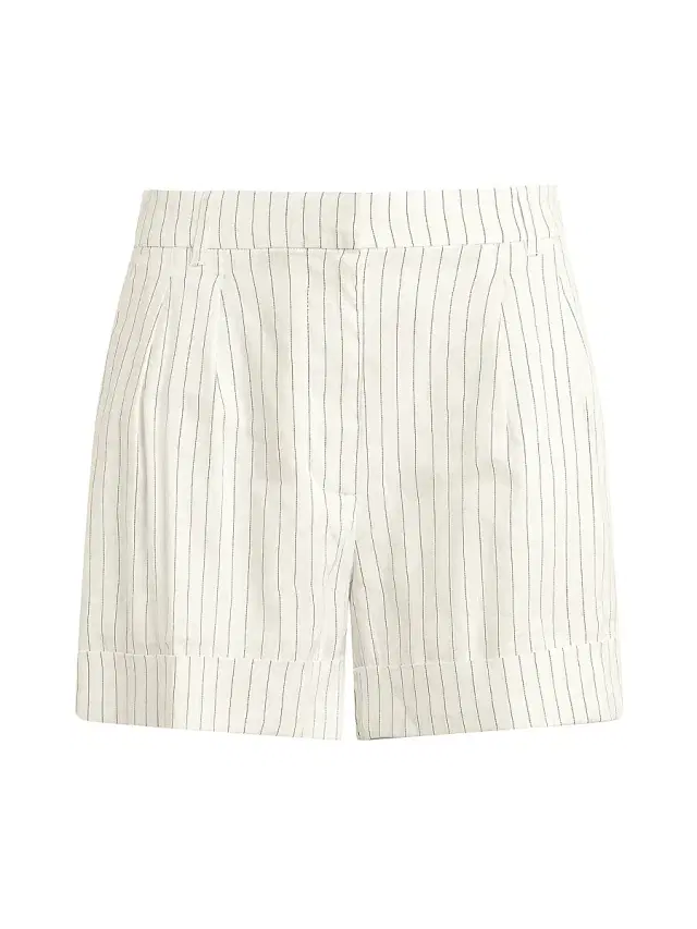 Joe's Jeans Women's The Brody Tailored Pinstripe Linen-Blend Shorts - Cream Linen Black