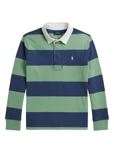 Polo Ralph Lauren Little Boy's & Boy's Striped Long-Sleeve Polo Shirt - Faded Mint - Size 18 | Thumbnail 1 Polo Ralph Lauren Little Boy's & Boy's Striped Long-Sleeve Polo Shirt - Faded Mint - Size 18 | Thumbnail 1