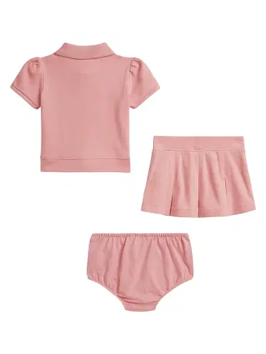 Polo Ralph Lauren Baby Girl's Mesh Polo & Pleated Skirt Set - Adirondack Rose - Size 9 Months | Thumbnail 2