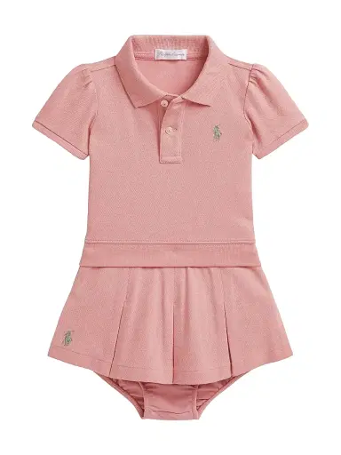 Polo Ralph Lauren Baby Girl's Mesh Polo & Pleated Skirt Set - Adirondack Rose - Size 9 Months | Thumbnail 1